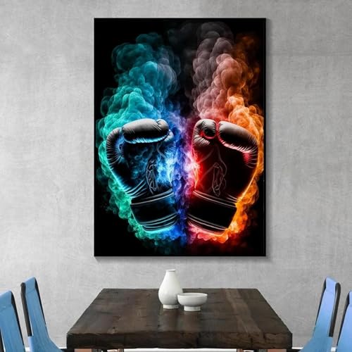 Poster boxe vintage et peinture décorative murale sur toile 60x90cm