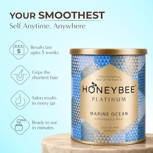 Image of Honeybee Marine Ocean Liposoluble Gel Wax Hair Removal Kit | Gel Wax with Wax Strips & Spatula | Smooth Salon-Like Waxing at Home | Suitable for Arms, Legs & Body
