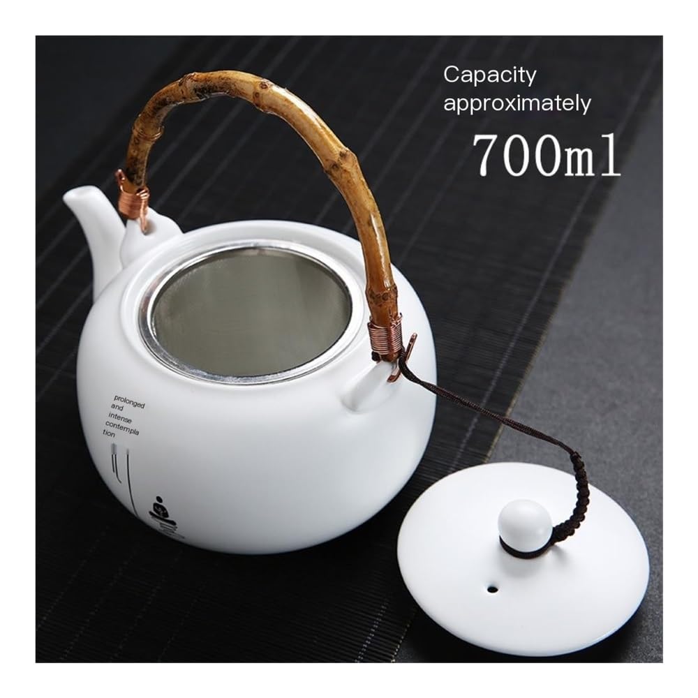 Tetera, Tetera de Porcelana Blanca de 700 ml - Juego de té de cerámica for el hogar y Regalos