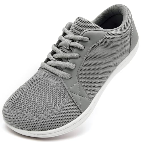 Walking Shoes Women Barefoot Shoes Wide Toe Box Minimalist Shoes Casual Zero Drop Sole Outdoor Trail Running Fashion Sneaker Grey Size 10