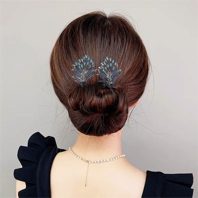 Miniatura 5 de Pinza para el pelo de flores de diamantes de imitación 2023, pinza de pelo de flor de imitación de cola de ballena, pinza de pelo de doble flor con