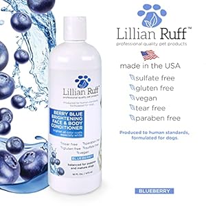 Lillian Ruff Berry Blue Brightening Face and Body Conditioner for Dogs  Cats  Tear Free Blueberry Conditioner  Remove Tear Stains Hydrate Dry Skin Add Shine  Luster to Coats  Made in Usa 16oz  Cucciolini Doodles Lillian ruff berry blue brightening face and body conditioner for dogs  cats  tear free blueberry conditioner  remove tear stains hydrate dry skin add shine  luster to coats  made in usa 16oz   cucciolini doodles