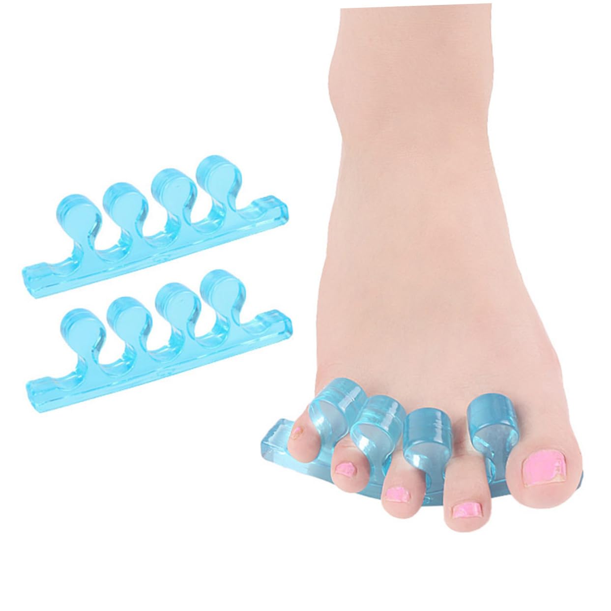 Anneome 1Pair Gel Toe Separators for Bunions Shaped Toe Straighteners Design Blue Spacers for Relief After Sports Yoga Running Unisex