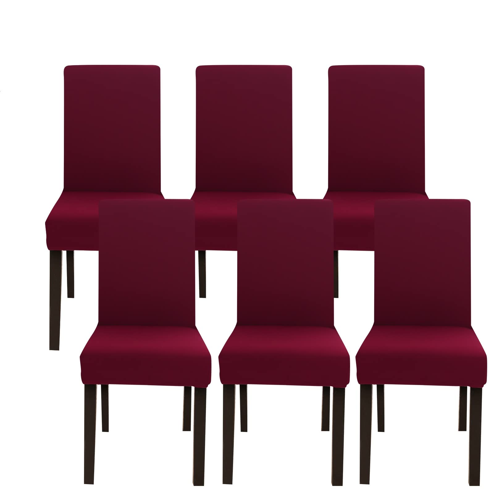 Jaotto Coprisedia con Schienale Elasticizzato 6 Pezzi,Fodere per Sedie da Pranzo Lavabile Universale Estraibile,Moderno Vestisedia per Cucina,Copertura della Sedia per Casa Ristorante(Bordeaux,6)