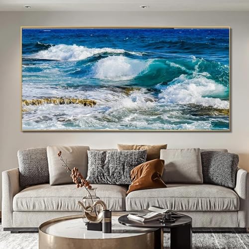 Peinture d'art moderne paysage marin pour habiller un grand mur de salon