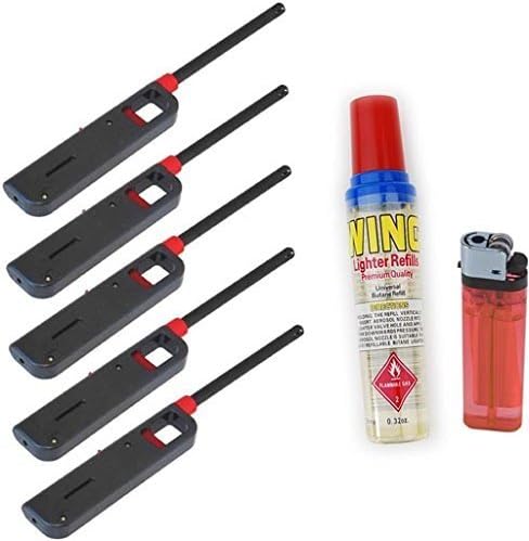 7 Pack Refillable Lighter for Kitchen Camping Grilling BBQ Home Adjustable Flame W/Wing .32oz Refill