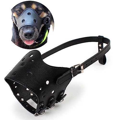 PETCUTE Muselière pour Chien en Cuir Muselière Anti-aboiement museau de Chien pour Les Chiens Grands Petite Moyenne