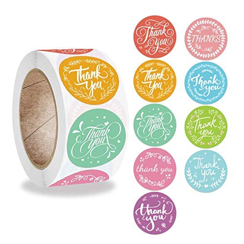 Pmcds2G Thank You Stickers Roll 1" Flower Wreath 9 Beautiful Styles 500 Units In One Roll For Gift Décor Sealing #TOP2