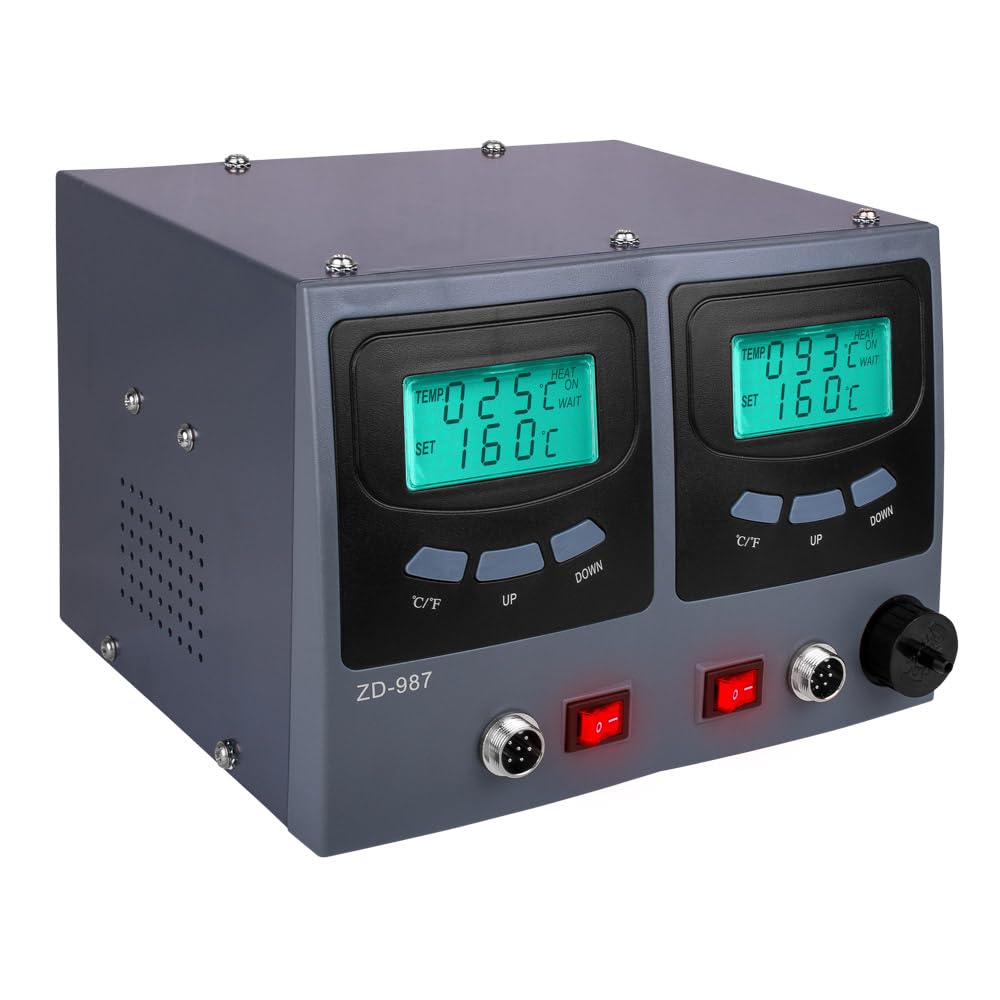 Stazione Saldante Dissaldante ANFEL AN-987 con Pistola Ceramica 90W Succhia Aspira Stagno Pompa Aria Interna + Stilo Ceramica per Saldatura 60W Temperatura Controllata 160-480° Salda e Dissalda