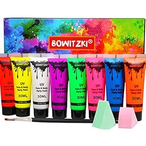 Bowitzki UV Neon Körperfarbe Set, 8 Farben