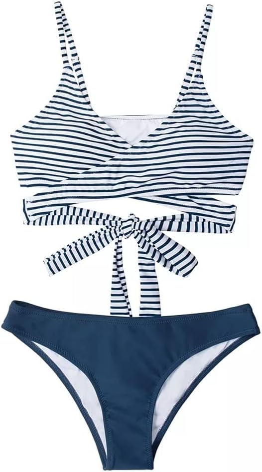 Women Swimsuit Sexy Floral Self-tie Two Pieces Swimwear Beach Bathing Suit Lace Up Low-Waist Bikini Sets