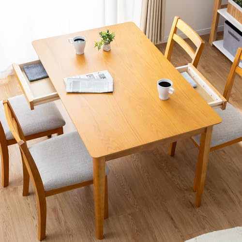 ダイニングテーブル 食卓テーブル 木製テーブル テーブル テーブル単品 4人掛け 引き出し付き ナチュラル オーク材 突板 シンプル 単品 幅120cm 長方形