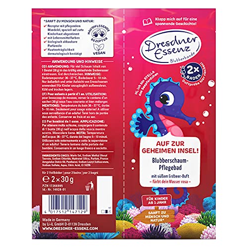 Dresdner Essenz Baño de baño de espuma para niños, aroma de fresa, 60 g
