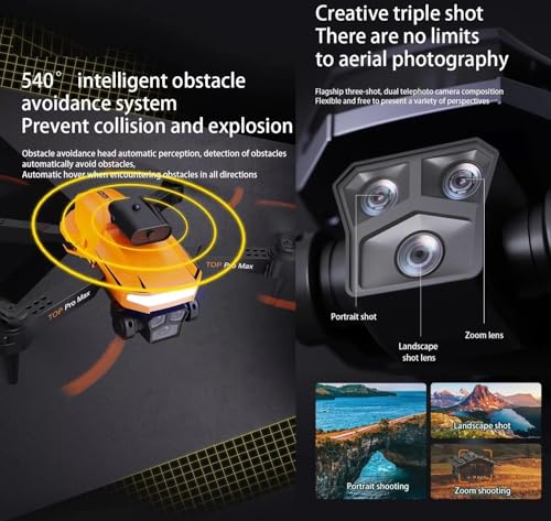 Image of Amitasha P18 Pro Obstacle Avoidance Drone with Dual HD Camera 4K 1080p RC Drone with Gesture Remote Control Flying Mode Brushless Motor and 2 x 1800mAh Rechargeable Battery