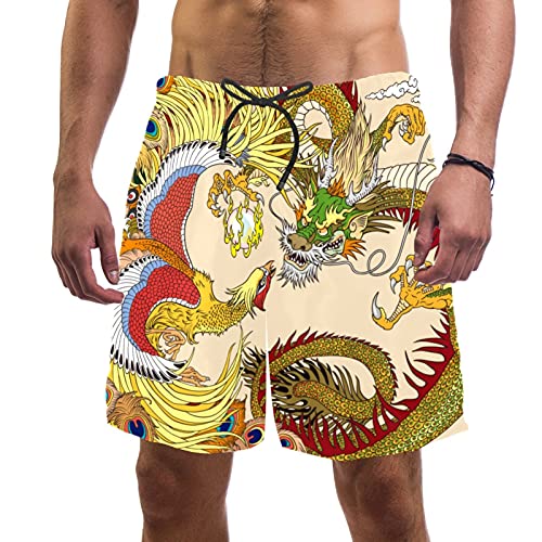 Short de bain rétro pour homme à motif dragon idéal pour vos vacances à la plage