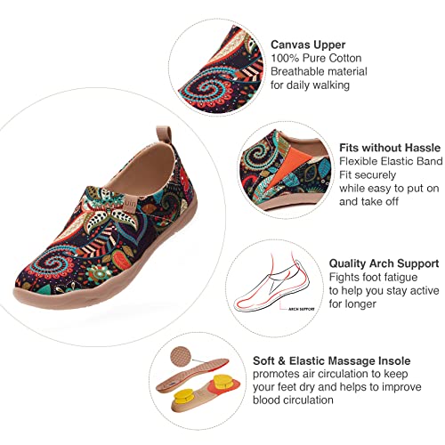 Image of UIN Women's Slip On Shoes Colorful Comfortable Lightweight Art Travel Sneakers Casual Floral Stylish Everyday Loafers