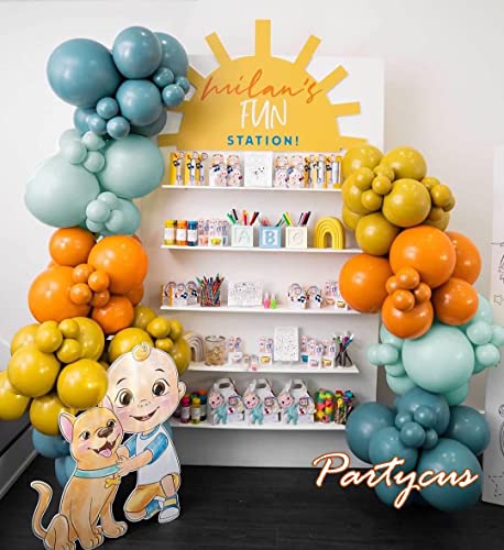 Partycus Dusty Blue Orange Yellow Balloon Garland Double Stuffed Mustard Burnt Orange Slate Blue Balloons Pastel Dark Teal Balloon Arch Kit For Baby Shower Birthday Sunshine Carnival Party Decor #TOP3