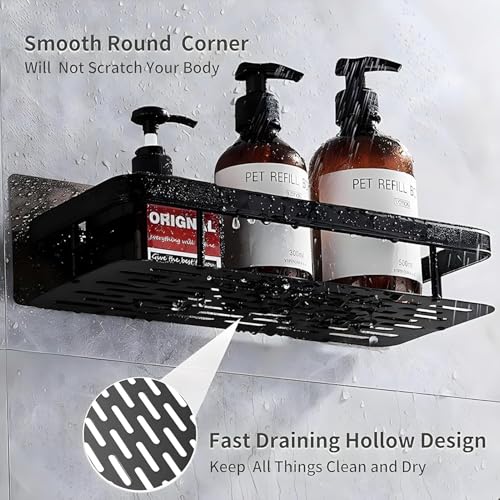 Image of BENAVJI Drill Free Corner Shelf for Bathroom Wall Bathroom Organizer Without Drill Kitchen Rack Pack of 2