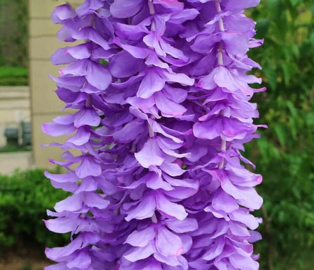 Wedding Decoration Chair Imitation Wisteria Flower String Chair Sash Bow Tie Hotel Wedding Banquet Chair Decoration Champagne Color (Purple) 50pcs