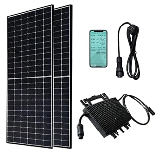 MAPLES KIT PANNELLO SOLARE DA BALCONE FOTOVOLTAICO plug&play 800w IMPIANTO COMPLETO INVERTER E 2 PANNELLI - DCU HERF INCLUSA - 880W POTENZA PANNELLI BLACK