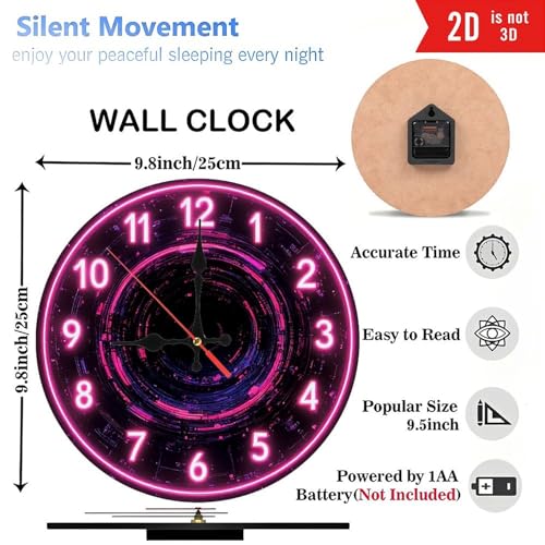 10 Neon Pink Wooden Wall Clock
