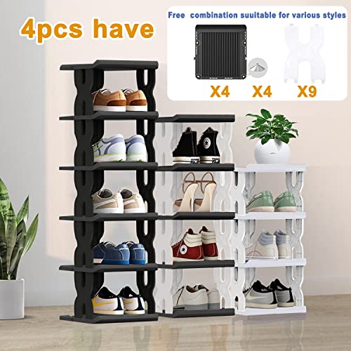 Uapryti Shoe Rack Organizer - Free Standing Shoe Racks For Closets Entryway,Free Combination Shoe Storage (White, 4-Tier) #TOP1