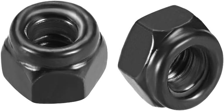 uxcell Hex Lock Nuts - M3 x 0.5mm Carbon Steel Nylon Insert Self-Locking Nuts for Fasteners, 50Pcs Black