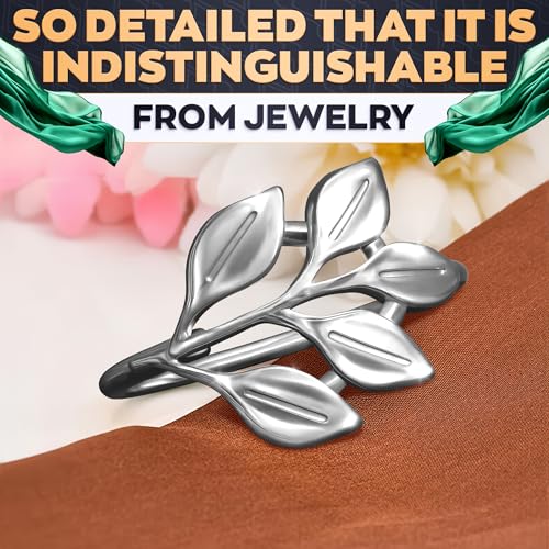 Image of Silver Napkin Rings Set of 20, Decorative Leaf Design Metal Holders | Elegant Accents for Weddings, Birthdays, or Special Occasions - Reusable Rings Dress Up Dinner, Buffet, and Holiday Tables
