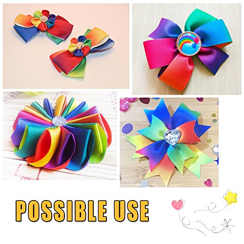 Rainbow Grosgrain Ribbon Gradient Rainbow Color Double Side Colorful Printed 50 Yard A Roll 3/8" Wide For Diy Handmade (9Mm Wide, Grosgrain Ribbon) #TOP4
