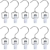 Baihoo Set of 10 Swivel Metal Closet Hanger Laundry Hooks Boot Clips Home Office Travel Portable