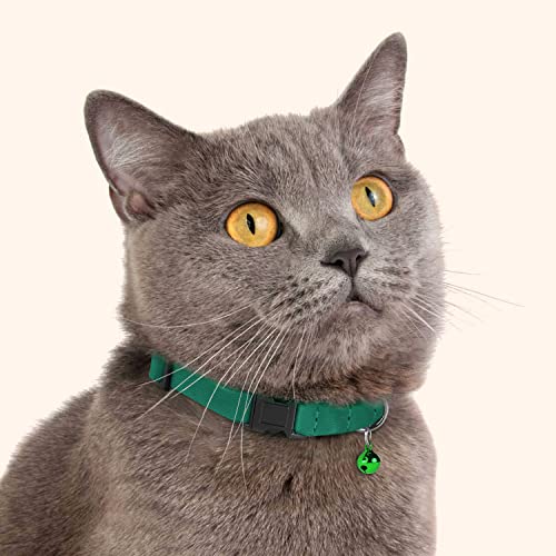 Murom Breakaway Cat Collar With Bell 2Pcs Set Adjustable Leather Pet Collars For Cats Kitten Pink Orange Red Green Brown Gray Purple Black (Green + Orange) #TOP4