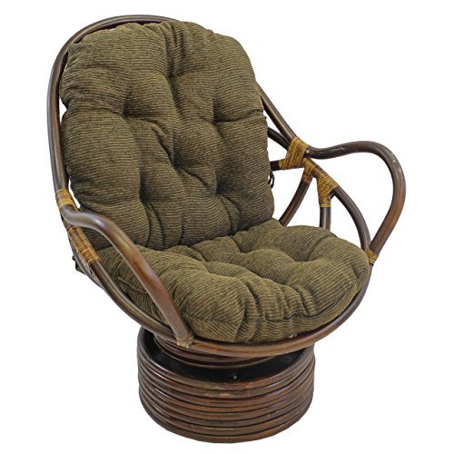 Blazing Needles Patterned Jacquard Chenille Swivel Rocker Chair Cushion, 48" x 24", Manhattan
