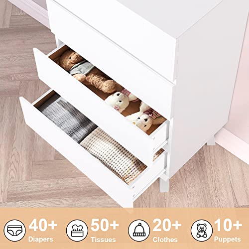 Yigobuy Modern White Tall Dresser 4 Drawer Chest Of Drawers For Bedroom Wood Organizer With Wide Storage Space, Storage Tower Clothes Organizer Large Storage Cabinet For Bedroom #TOP4