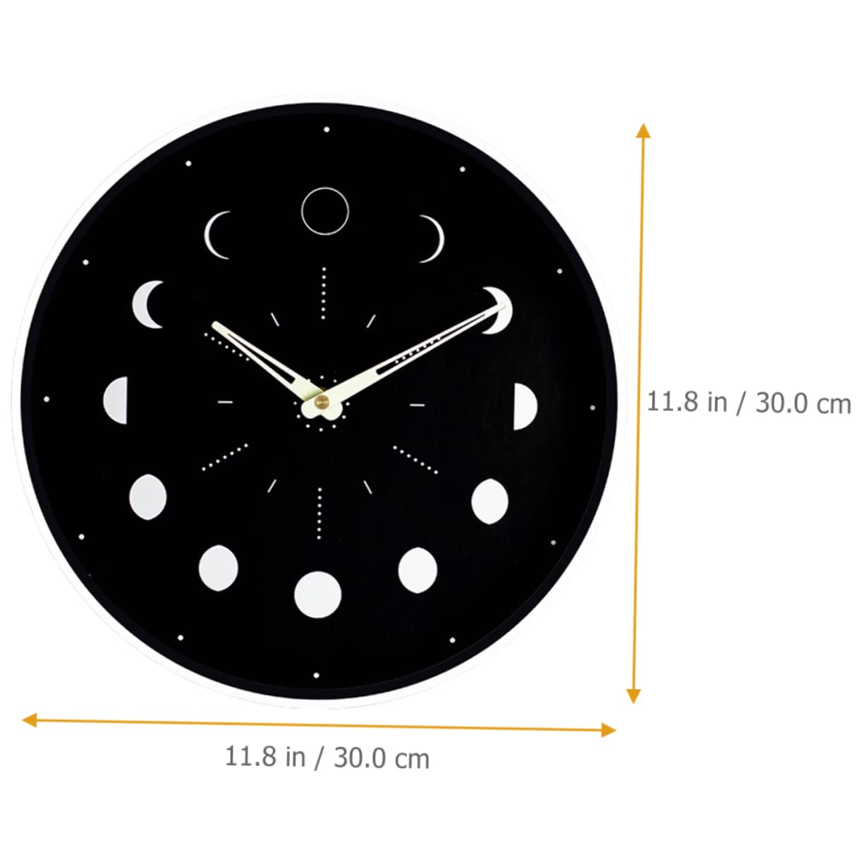 Ciieeo Leuchtuhr mit Mondphasenanzeige, Runde Wanduhr und Glas