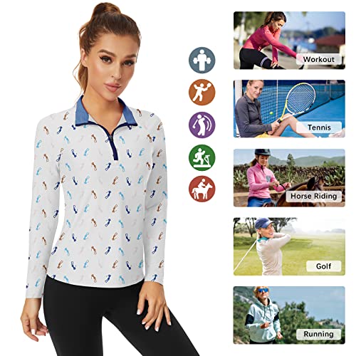 Womens Collared Golf Shirt Long Sleeve Polo Shirts Moisture Wicking V Neck Tennis Sport Tops Xl #TOP5
