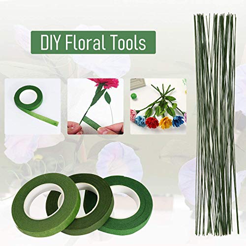 image for WOSKY Floral Arrangement Kit - Floral Tape and Floral Wire Set 6 Rolls