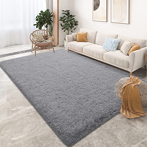 Tepook Super Soft Fluffy Rug For Bedroom, Modern Shaggy Rug Fuzzy Kids Rug For Living Room, Plush Indoor Nursery Home Decor Rug With Non-Slip Bottom, Grey, 5 X 8 Feet #TOP10