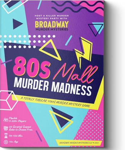 80s Mall Murder Madness | 80s-Themed Murder Mystery Game Kit for Adults | Flexible 4-20+ Players | Physical Game | Updated 2025