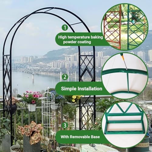 Metal Garden Arch Pergola Arbor for Climbing Plants - 7.5ft High, 4.6ft Wide, Durable Green Steel Frame, Perfect Outdoor Décor for Garden Pathways and Events