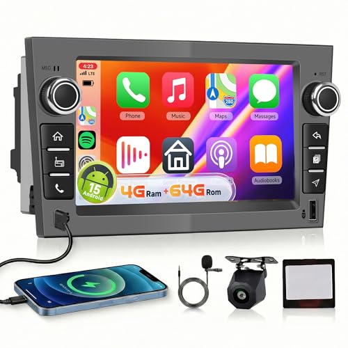 【4+64G】Hodozzy Radio Coche Carplay para Opel Astra Antara Vectra Corsa Zafira Meriva Vivaro Combo con USB Type C,Pantalla In Cell de 7 Pulgadas con Bluetooth 5.0/Android Auto/DSP/GPS/WiFi/RDS/FM,Gris
