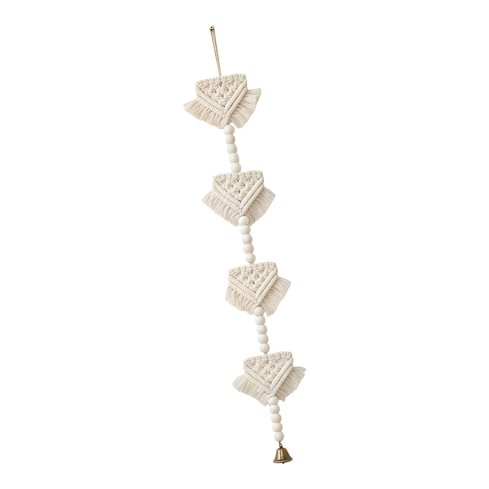 Zxfdsfdbnm Woven Macrames Pennant Wall Hanging Pendant with Wooden Beads and Metal Bells for Kids Room and Nursery Decors Gift Cotton Rope Wall Art