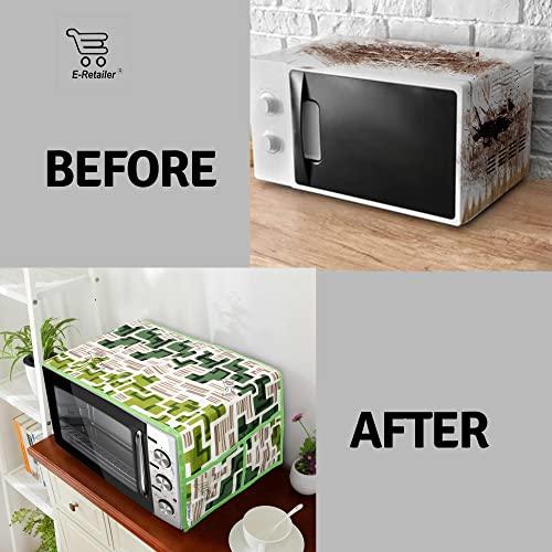 Image of Polyester 3-Layered Microwave Oven Top Cover With 4 Utility Pockets Suitable for Upto 30 Liter (Green, Size-36x14 Inches)