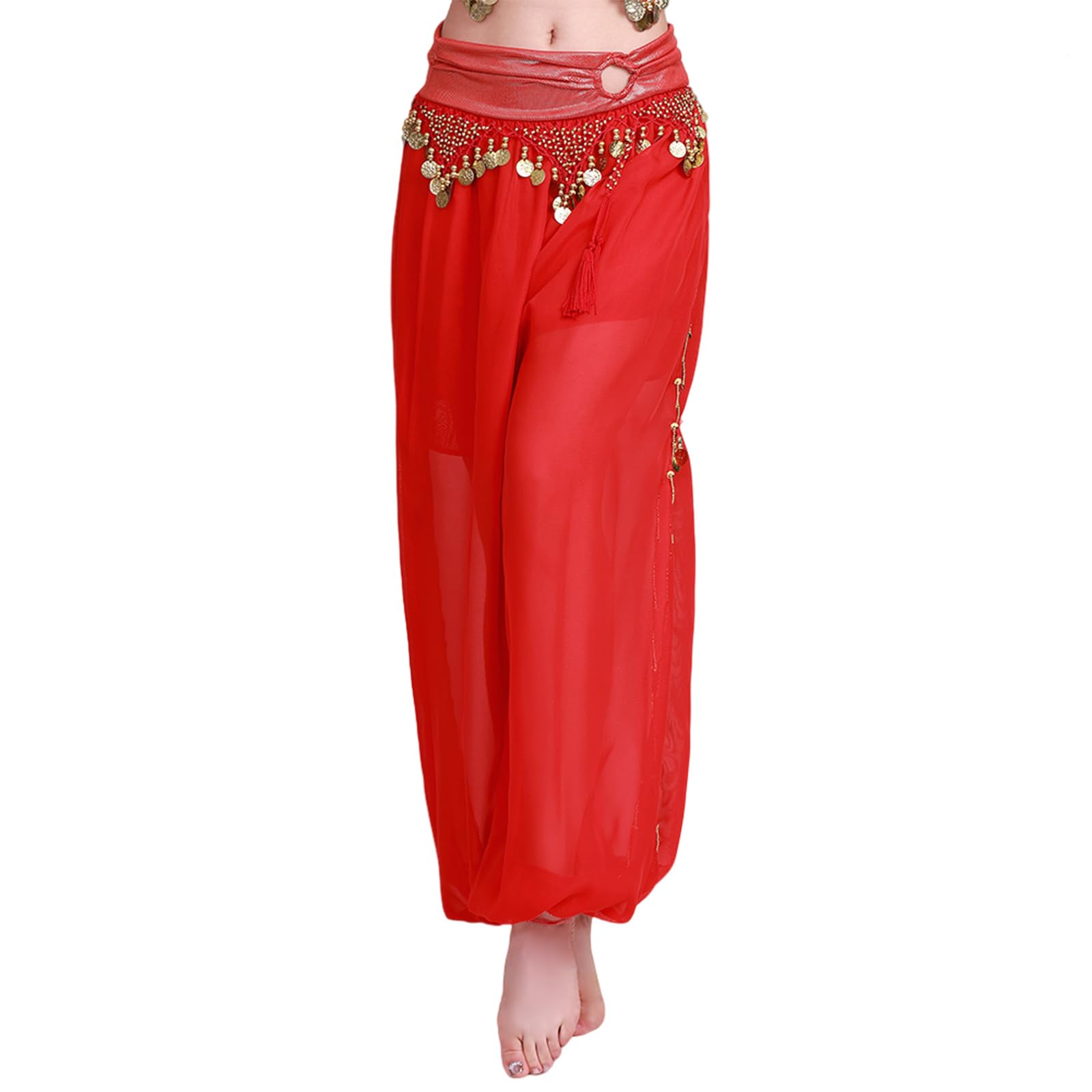 Disfraz de danza del vientre para mujer, pantalones con lentejuelas divididas para escenario y Halloween, pantalones harenes de danza del vientre
