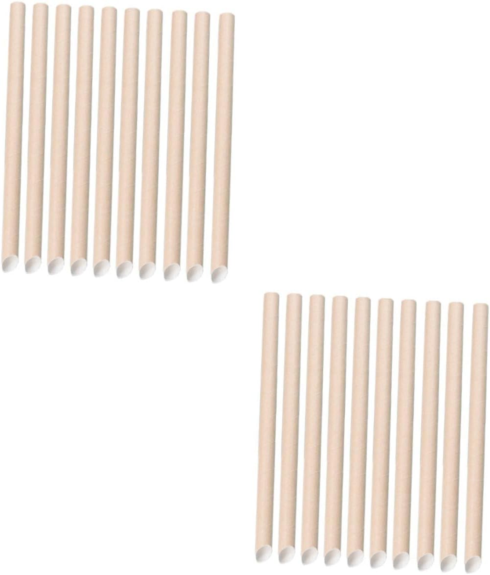 Pulp Paper Straws 100pcs Disposable Milk Tea Drinking Straws 12x200mm Kraft Paper Slanted Tip Individually Wrapped for Beverage Shops