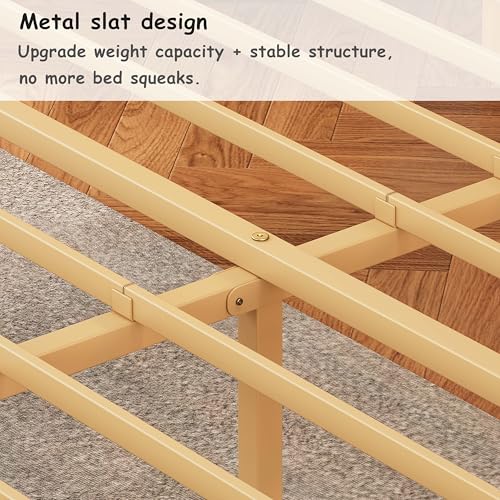 Image of ZIYOO Twin XL Bamboo Bed Frame 14 Inch, Built-in Headboard Storage, Heavy Duty, No Box Spring Needed, Easy Assembly, Noise-Free