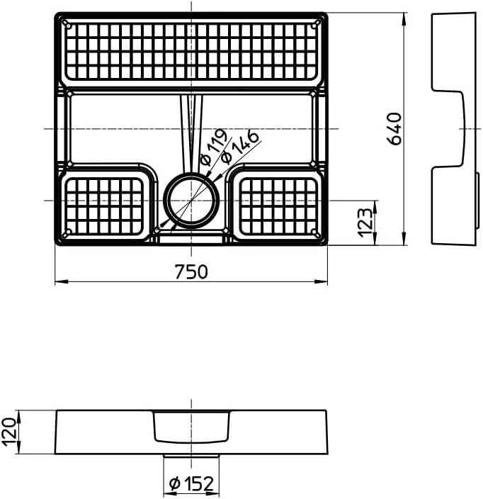 SANEI H5412-W-750 Washing Machine Pan, Raised Type, Load Capacity 440.1 lbs (200 kg), External Dimensions 25.2 x 29.5 inches (640 x 750 mm), White