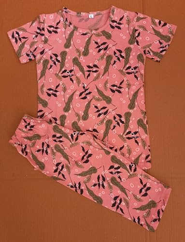 Image of Girls Pure Cotton Casual Round neck regular feet Multi Color Girls night dress Half Sleeve set of 3 pcs