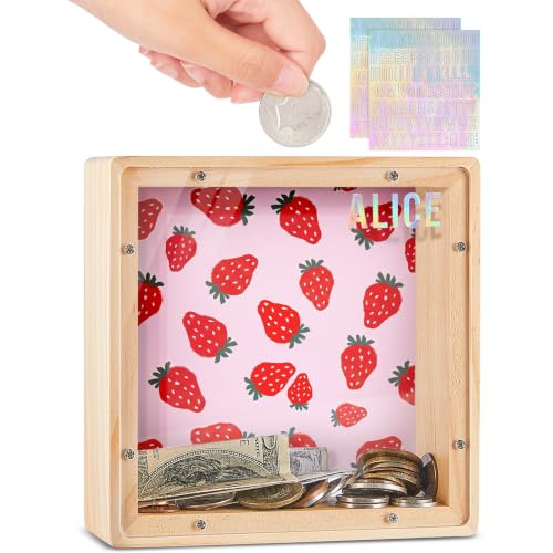 Image of ICOSY Piggy Bank for Kids, Wooden Framed Coin Bank