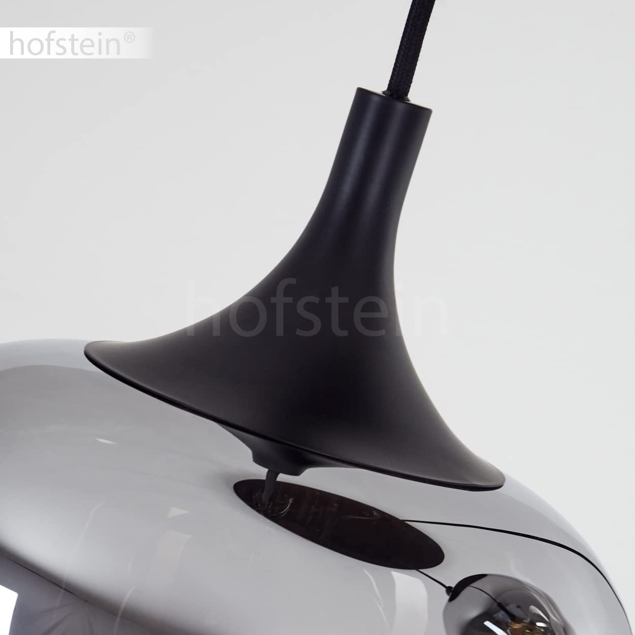 HOFSTEIN Hängeleuchte Azurara, Hängelampe aus Metall/Glas in Schwarz/Rauchfarben/Klar, Leuchte im Modernen Design, 3-flammig, Höhe max. 120 cm, 3 x E27, ohne Leuchtmittel