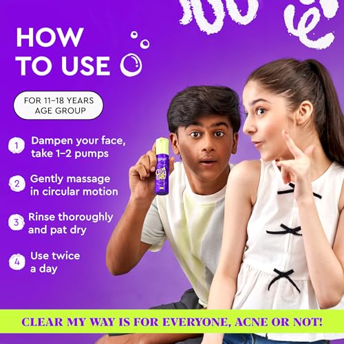 Image of YPlayZ Clear My Way Pimple Face Wash for Teens (11+ Years) | Salicylic Acid Facewash for Oily Skin & Acne | Oil Control, Blackhead Removal, Non-Drying Daily Face Cleanser for Boys & Girls 50ml